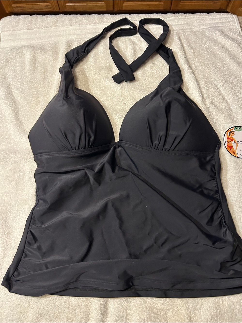 NWT Classic Black Halter Tankini Top - Women Swim